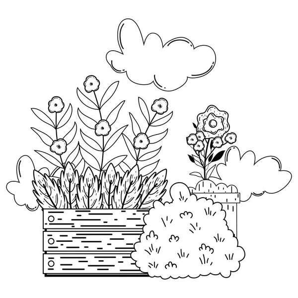 Cespuglio da giardino con fiori — Vettoriale Stock