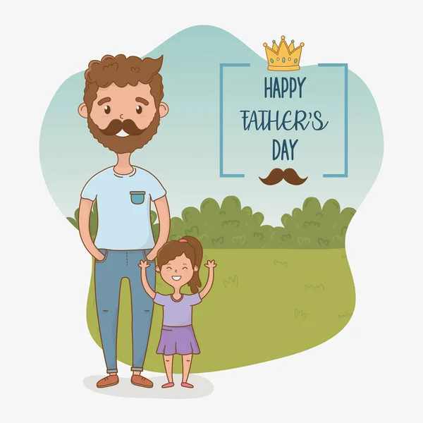 Father and daughter characters card — Stock Vector