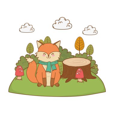 alan ormanlık karakter sevimli tilki