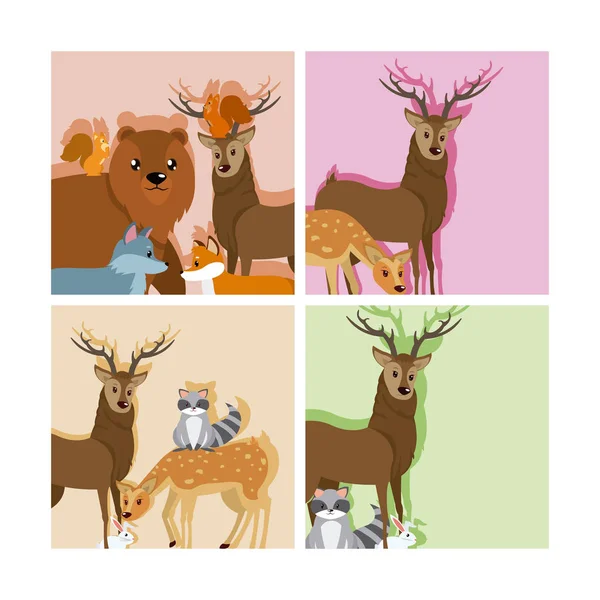 かわいい動物カード — ストックベクタ