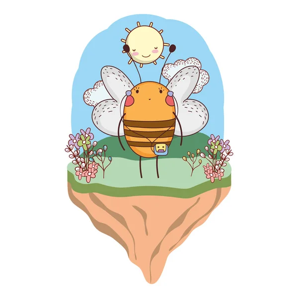 Милая пчела с ходунком в лагере — стоковый вектор