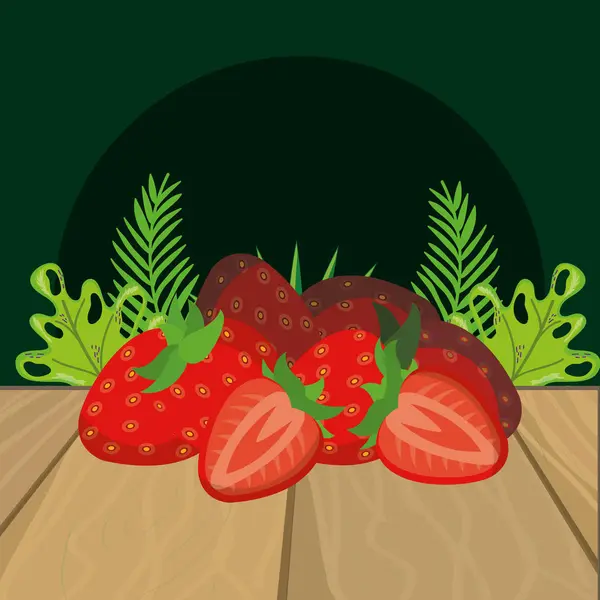 Frische Früchte Erdbeer Cartoon — Stockvektor