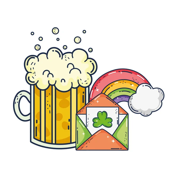 Barattolo di birra e arcobaleno santo patrick day — Vettoriale Stock