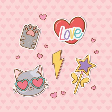 çıkartmalar Kawaii seti