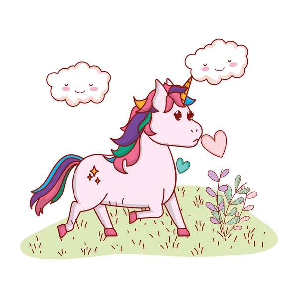 Unicorn in a yard — Stock Vector