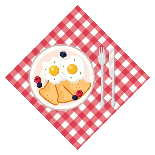 Delicioso pequeno-almoço saboroso desenhos animados — Vetor de Stock