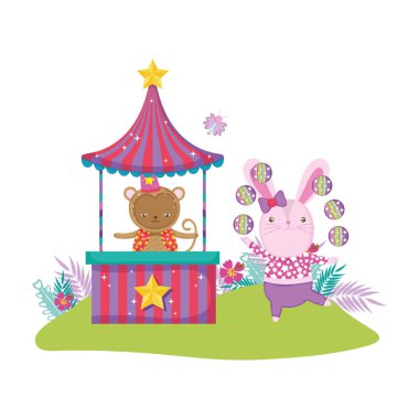 katman ve kiosk ile sevimli sirk tavşan