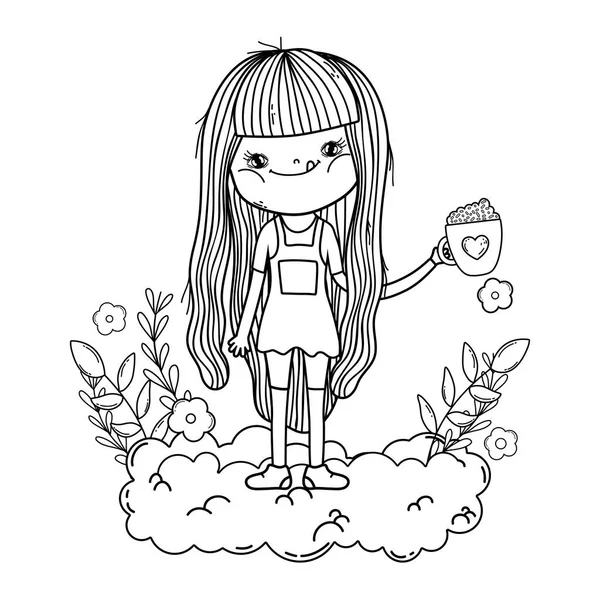 Niña en el personaje de la nube — Vector de stock