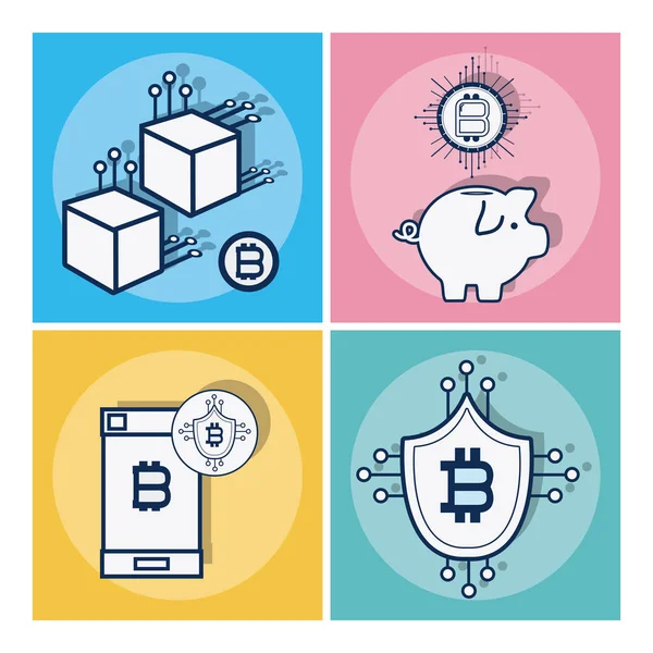 Conjunto de tarjetas bitcoin y banners — Vector de stock