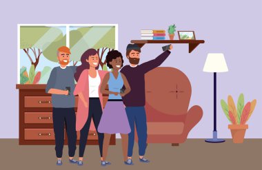 Bin yıllık grup selfie kapalı arka plan alma