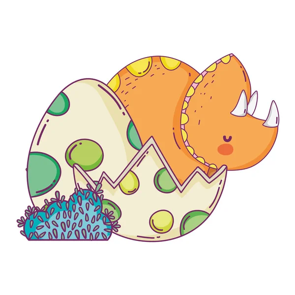 Bonito triceratops com ovos cena — Vetor de Stock