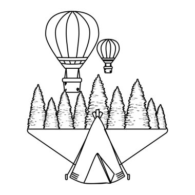 açık kamp karikatür