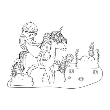manzara Prenses ile güzel küçük Unicorn