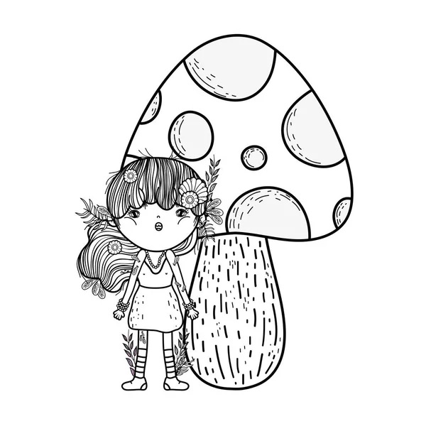 Мила маленька фея з грибом — стоковий вектор