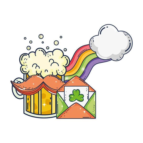 Glas Bier und Regenbogenheiliger Patrick Day — Stockvektor