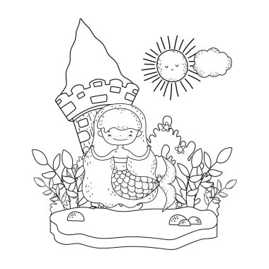 manzara kale ile sevimli deniz kızı