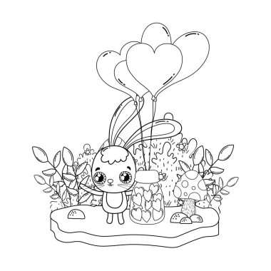 balon helyum Sevgililer günü ile sevimli tavşan