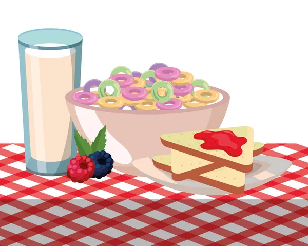 Delicioso pequeno-almoço saboroso desenhos animados —  Vetores de Stock