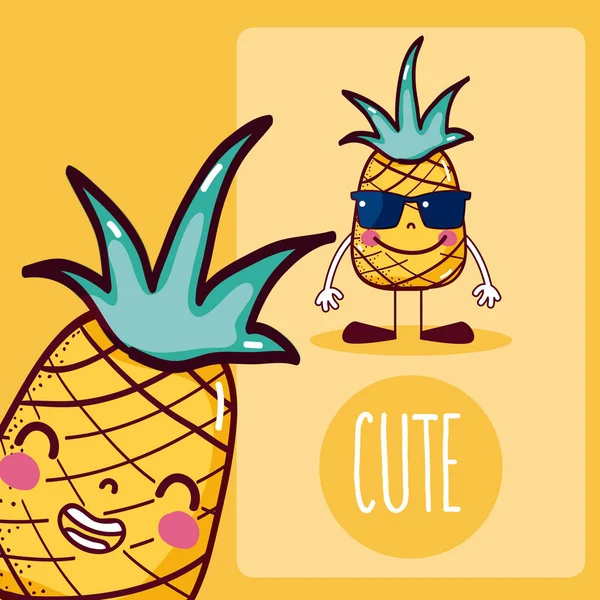 Pineapple cute cartoon — Stock Vector