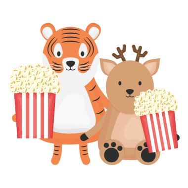 POP Mısır çocukça karakterler ile sevimli kaplan ve Ren geyiği