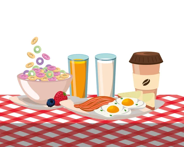 Delicioso desayuno sabroso de dibujos animados — Vector de stock