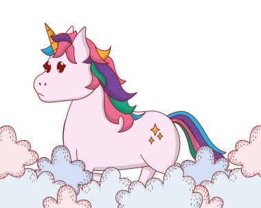 Tek boynuzlu at Bulutların arasında