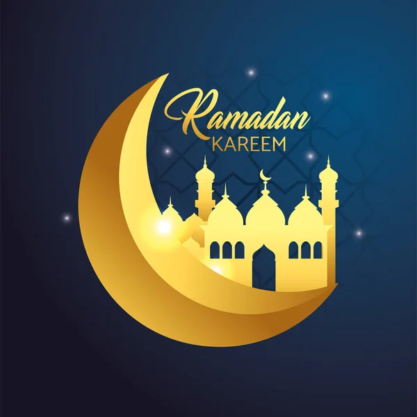 Луна с замком на праздник рамадан карим — стоковый вектор