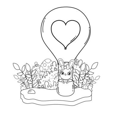 balon hava sıcak sevgililer günü uçan sevimli tavşan kız