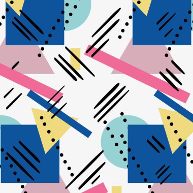 geometrik renk figürleri memphis tarzı arka plan