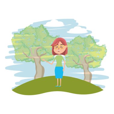 sevimli kadın karikatür