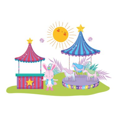 katman ve kiosk ile sevimli sirk tavşan