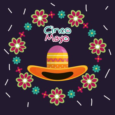 meksika şapkalı cinco de mayo kutlama kartı