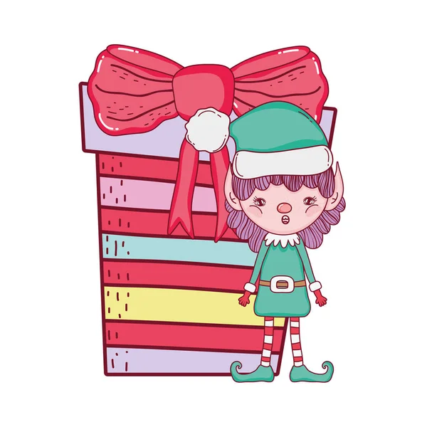 Cute santa helper with gifts — Stock Vector