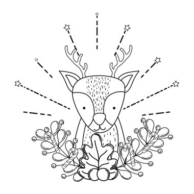 çelenk ile sevimli Noel Ren geyiği