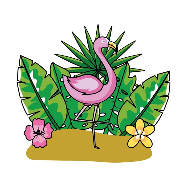 Caricatura de flamenco rosa de verano tropical — Archivo Imágenes Vectoriales