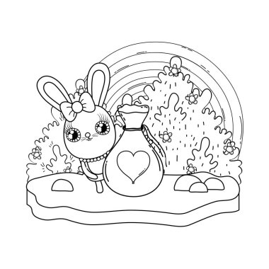 sevimli tavşan kız valentines gün