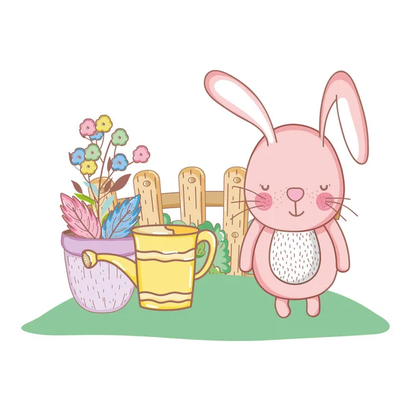 Маленький кролик в саду — стоковый вектор
