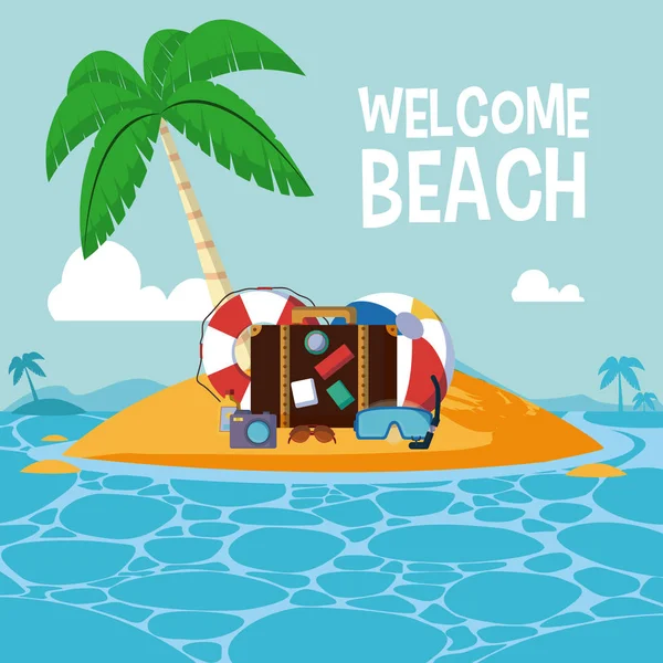 Carte de bienvenue plage — Image vectorielle
