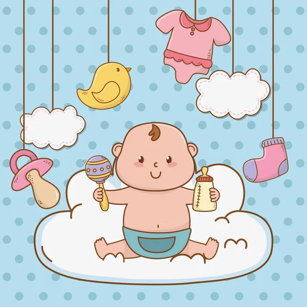 귀여운 아기 샤워 만화 — 스톡 벡터