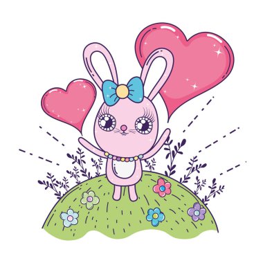 sevimli tavşan kız valentines gün