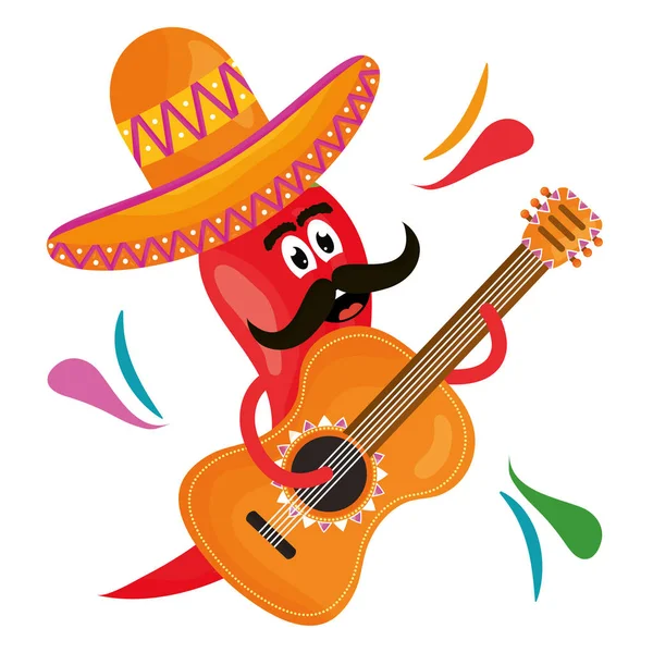 Papryka chilli z postacią komiksu gitarowego — Wektor stockowy