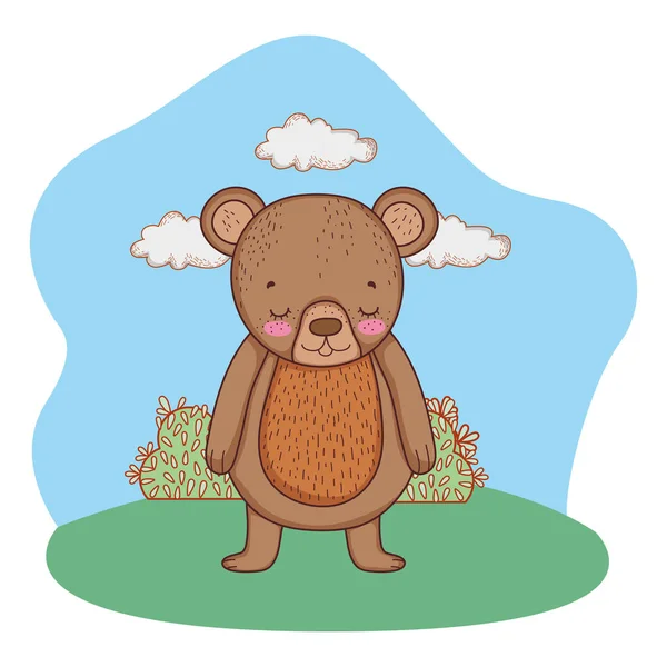Mignon petit ours dans le camp — Image vectorielle