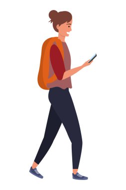 İzole akıllı telefon kullanan milenyum öğrencisi