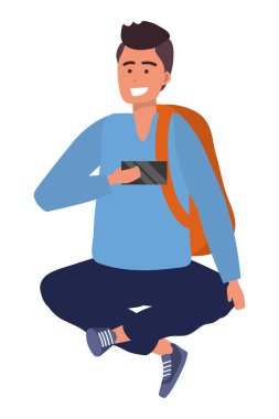 Bin yıllık öğrenci izole akıllı telefonda tarama oturuyor