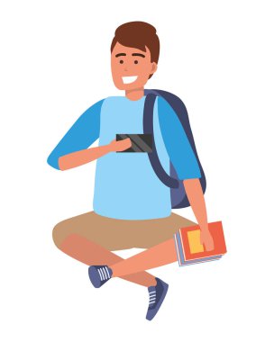 Bin yıllık öğrenci izole akıllı telefonda tarama oturuyor