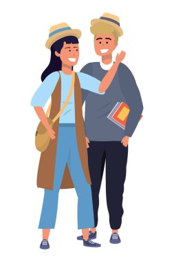 Bin yıllık öğrenci çift gülümsüyor