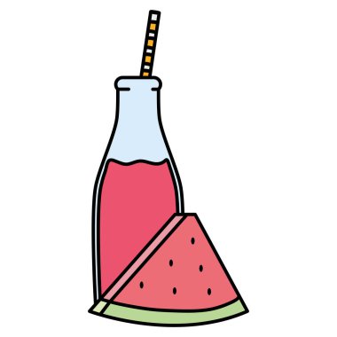 saman ile botttle taze karpuz suyu meyve