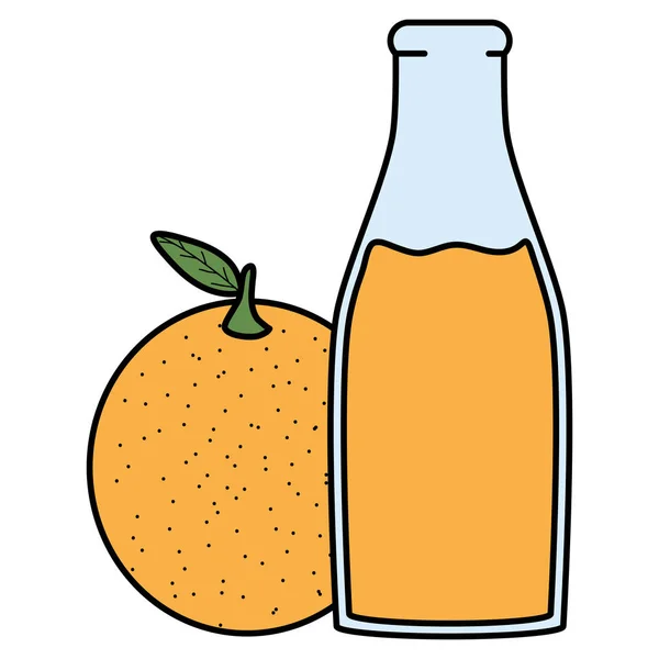 Zumo de naranja fresco en botella — Vector de stock