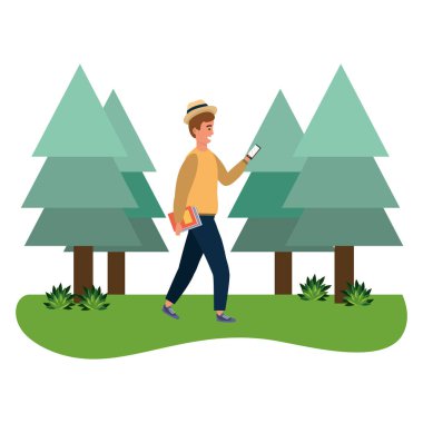 Akıllı telefon arka planını kullanarak bin yıllık öğrenci açık havada