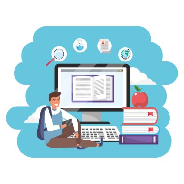 Online eğitim bin yıllık öğrenci sıçrama çerçeve